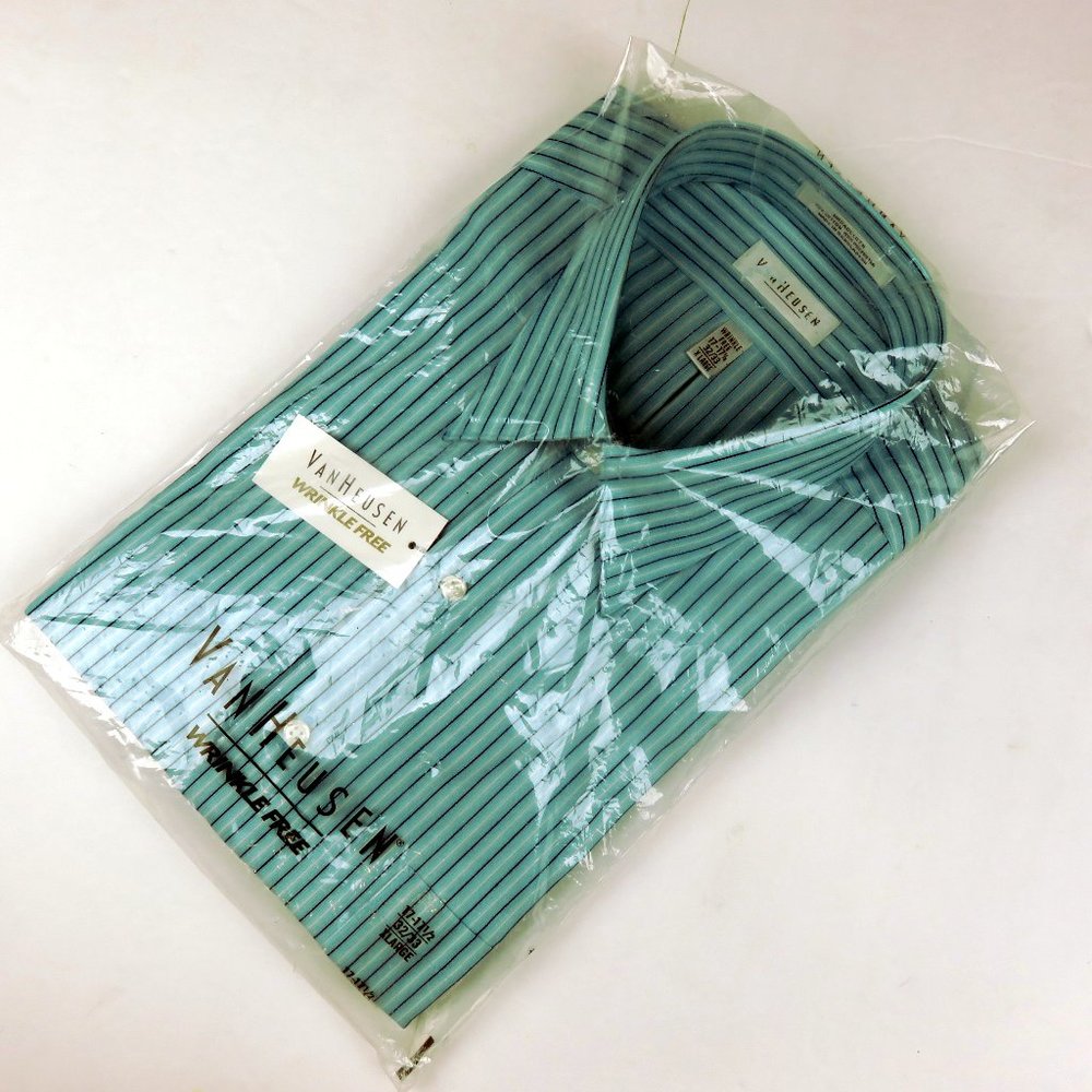 Van Heusen Mens Shirt Sz XL 17 / 17.5 NEW SEALED WITH TAGS Striped Long Sleeve